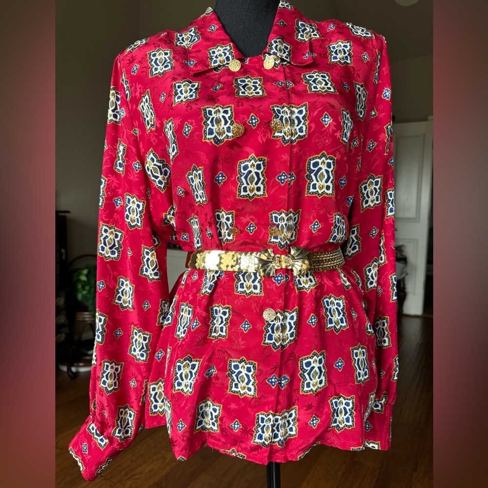 Vintage 80’s Bleyle Red Double Breasted‎ Blouse